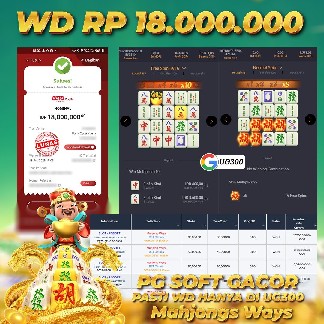 UG300 JACKPOT MAHJONG WAYS  Rp.18,000,000- DIBAYAR TUNTAS